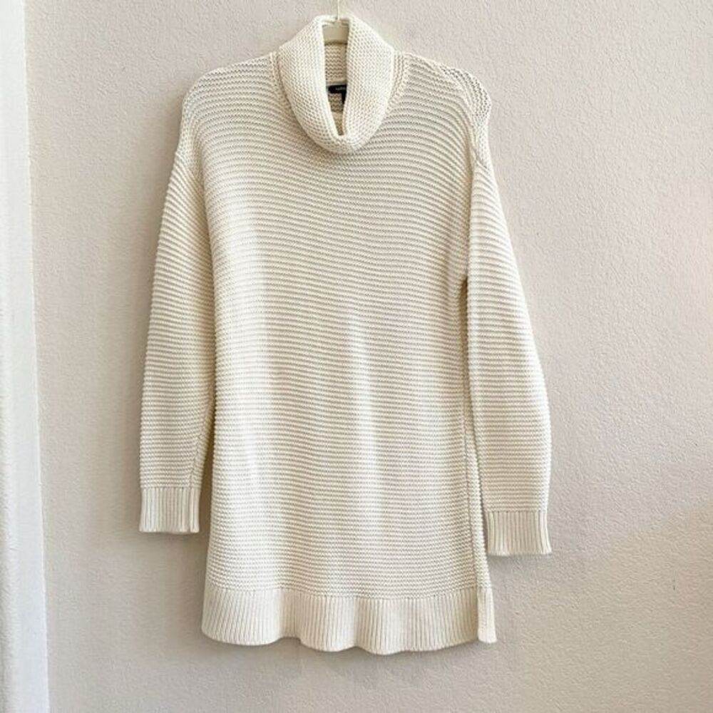 Lands' End Women's Cozy Lofty Cowl Cream Neck Sweater Dress Cotton Blend S 6-8